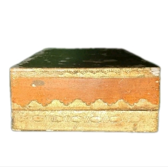 Vintage Italian Blue Orange and Gold Gilt Tissue Box Cover 11" - Picture 5 of 6